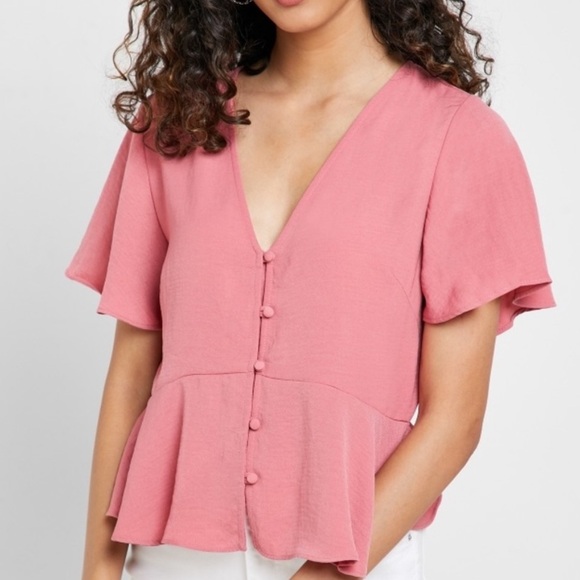Topshop Tops - Timeless Topshop Short Sleeve, Mauve Colored Blouse. Size: 4.